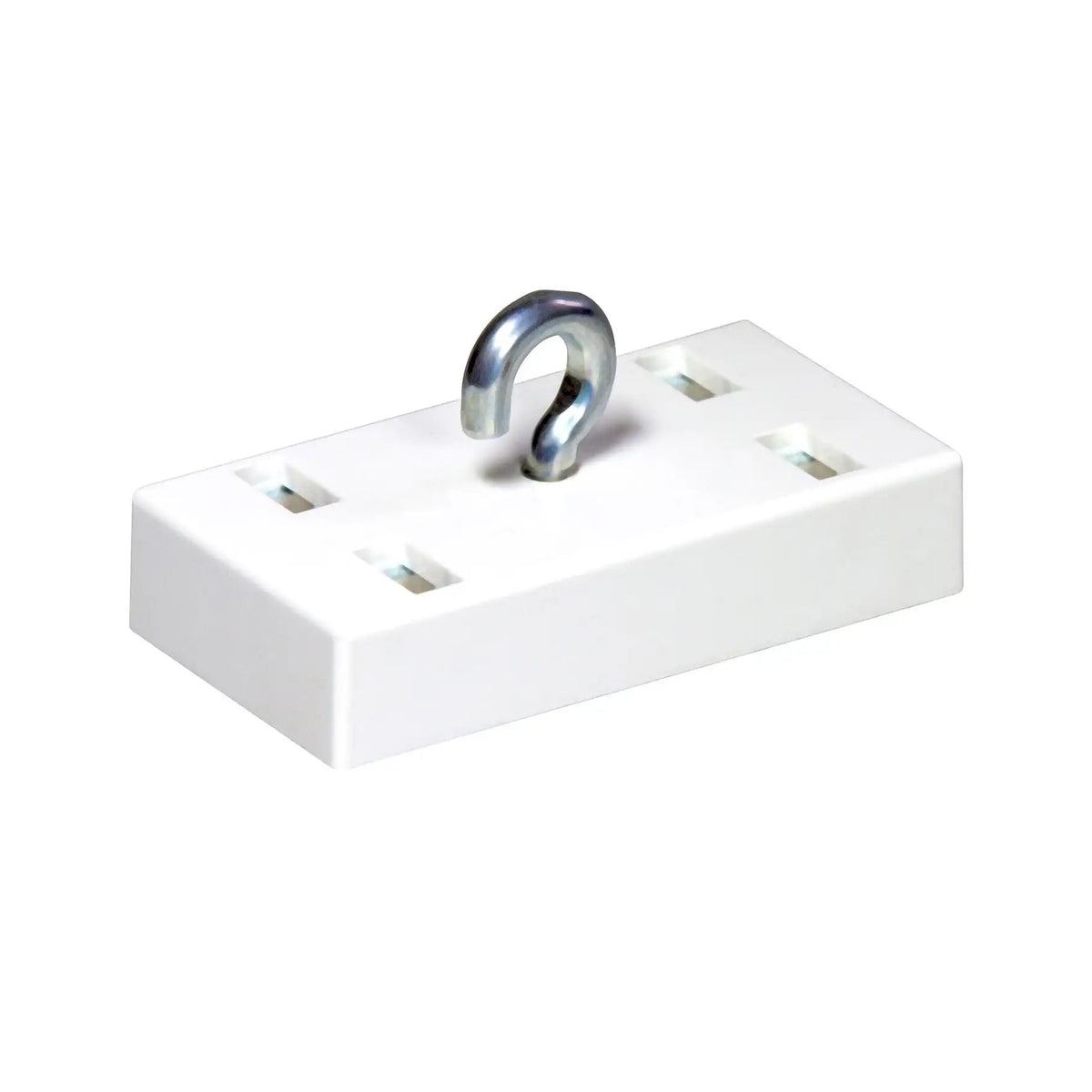 White bar magnet with hook that's capable of holding 40.3kg