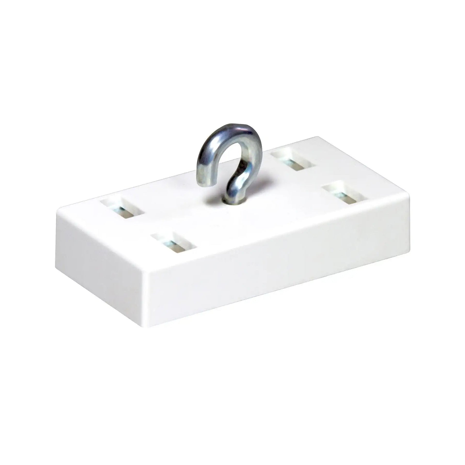 White bar magnet with hook that's capable of holding 40.3kg