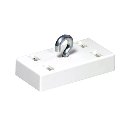 White bar magnet with hook that's capable of holding 40.3kg
