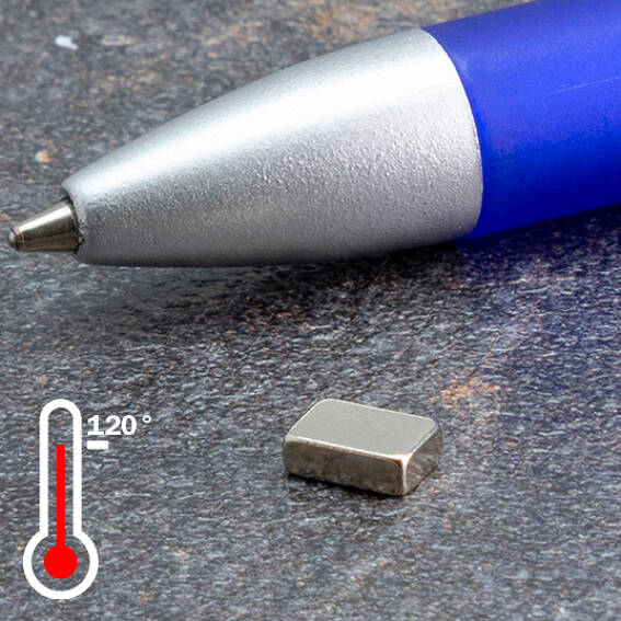 Neodymium Block Magnets 6mm x 4mm x 2mm High - N44H (120° C)
