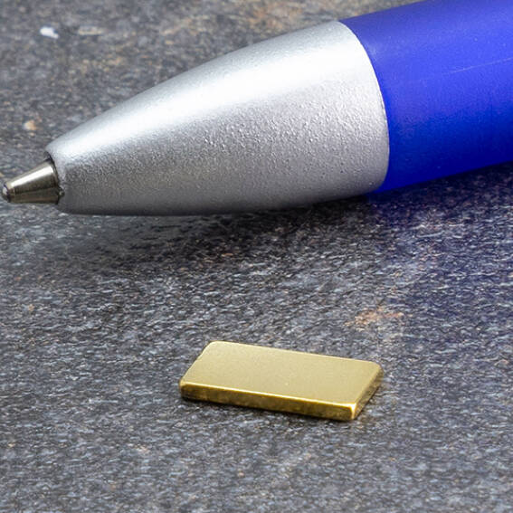 Neodymium Block Magnets - Golden - 10mm x 5mm x 1mm - N50