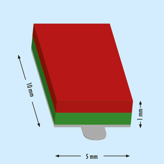 Neodymium Block Magnets Self Adhesive 10mm x 5mm x 1mm - N35