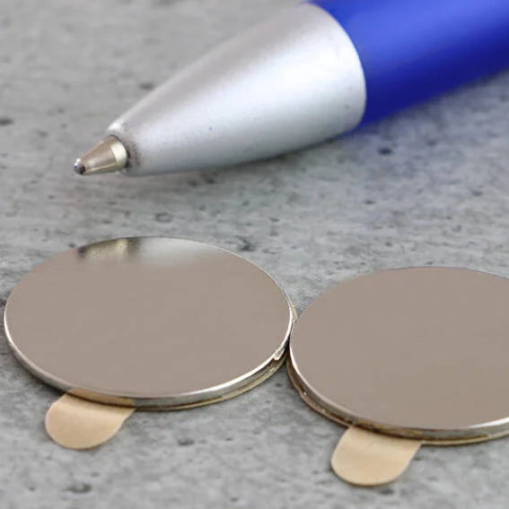 Neodymium Disc Magnets with Self-Adhesive Backing - 20 mm x 1,5 mm, N35